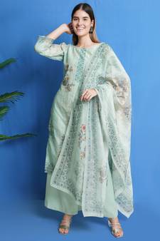 Green digital print chanderi silk salwar