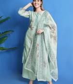 Green digital print chanderi silk salwar