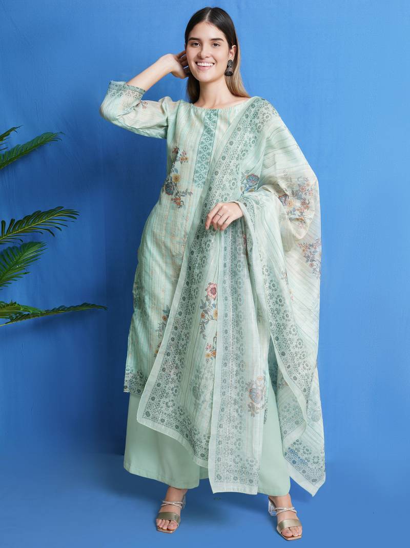 Green digital print chanderi silk salwar