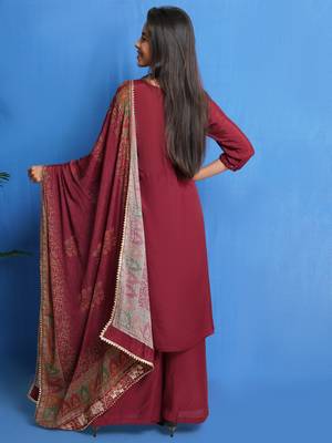 Maroon embroidered chiffon salwar 3