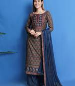 Navy blue digital print pure silk salwar