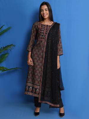 Black digital print pure silk salwar 1