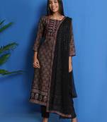 Black digital print pure silk salwar
