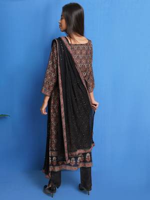 Black digital print pure silk salwar 3