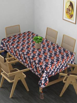 Mezposh Chintz Grey & Multi Floral Digital Printed Polycotton Table Cover (6 Seater) 1