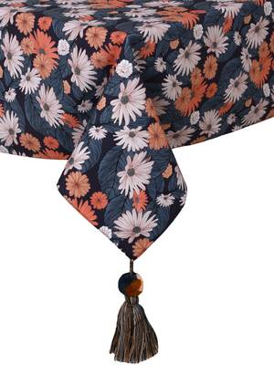 Mezposh Chintz Grey & Multi Floral Digital Printed Polycotton Table Cover (6 Seater) 3
