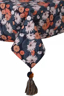 Mezposh Chintz Grey & Multi Floral Digital Printed Polycotton Table Cover (6 Seater)