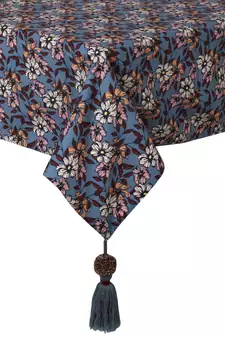 Mezposh Chintz Grey & Multicolor Floral Digital Printed Polycotton Table Cover (6 Seater)