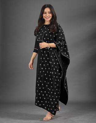 Black printed cotton poly ethnic-kurtis 1