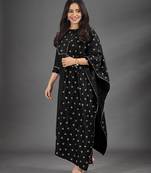 Black printed cotton poly ethnic-kurtis