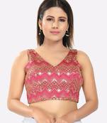 Pink Silk Sleeveless Blouse for Sarees and Lehengas