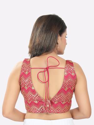 Pink Silk Sleeveless Blouse for Sarees and Lehengas 2