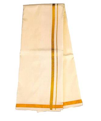 Beige plain silk dhotis 3
