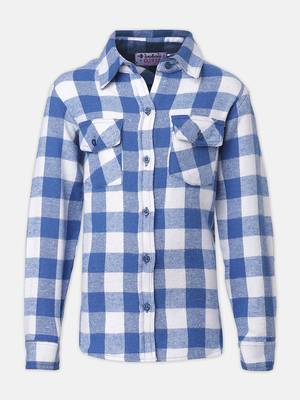 Cool blue brush check girl shirt 1