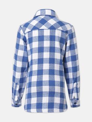 Cool blue brush check girl shirt 2