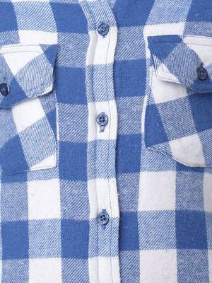 Cool blue brush check girl shirt 3