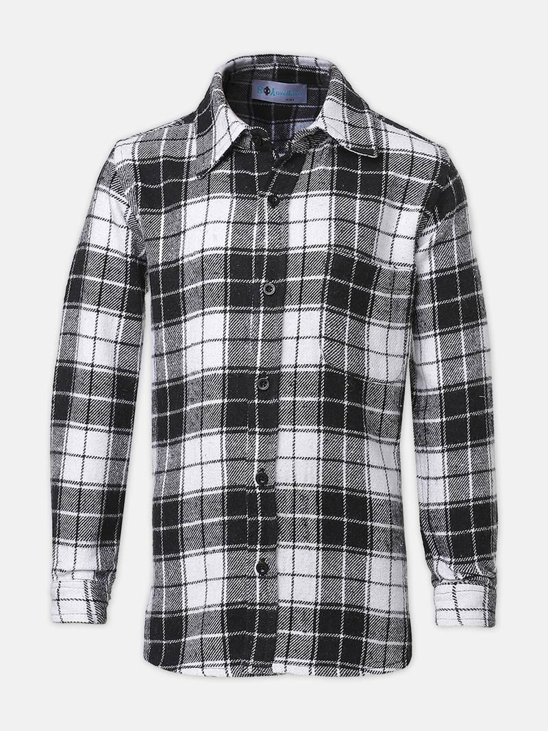 Cutalic black brush check boy shirt