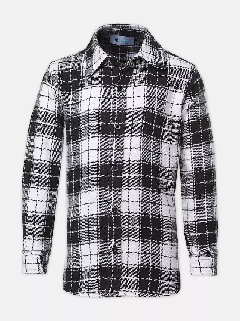 Cutalic black brush check boy shirt
