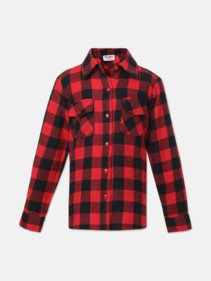 Doddler red brush check girl shirt 1