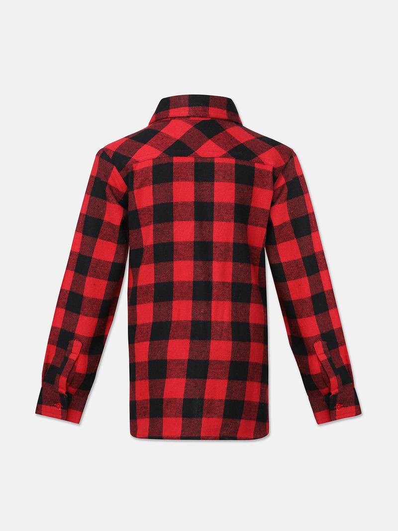 Doddler red brush check girl shirt