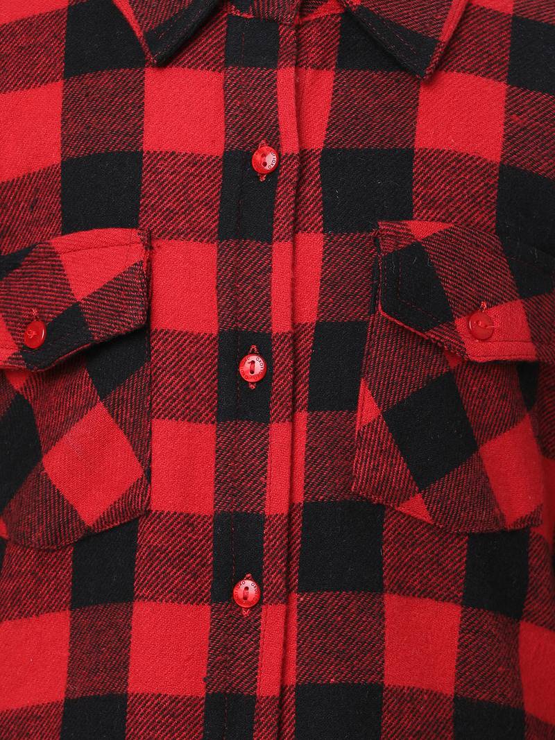 Doddler red brush check girl shirt