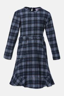Quirky blue brush chcek girl dress