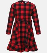 Boot red brush check girl dress