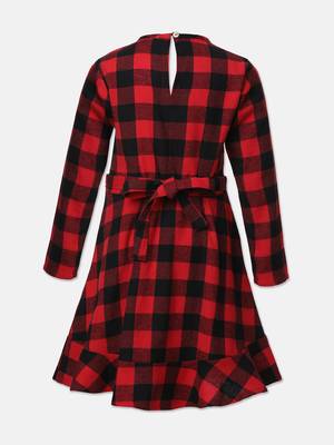 Boot red brush check girl dress 2