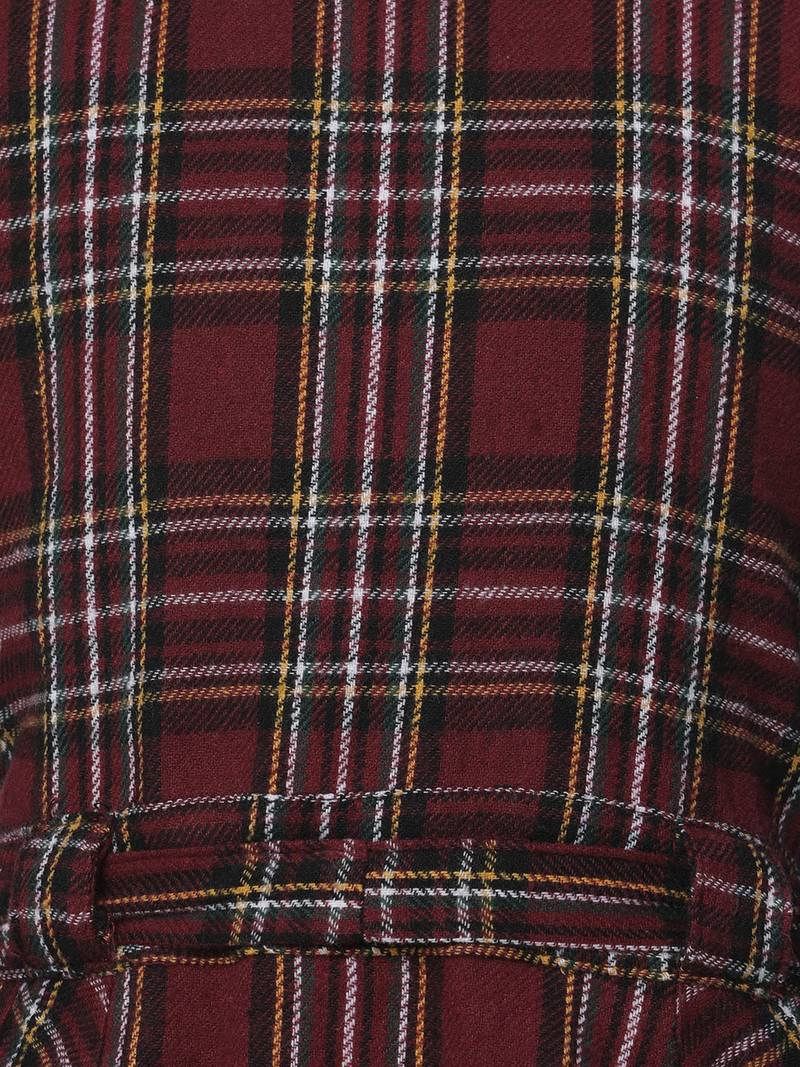Dressy wine brush check girl dress