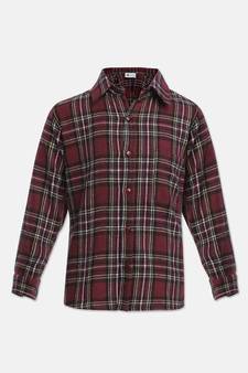 Adorballic wine color brush check boy shirt