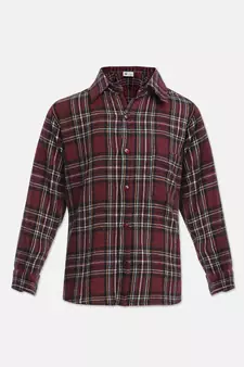 Adorballic wine color brush check boy shirt