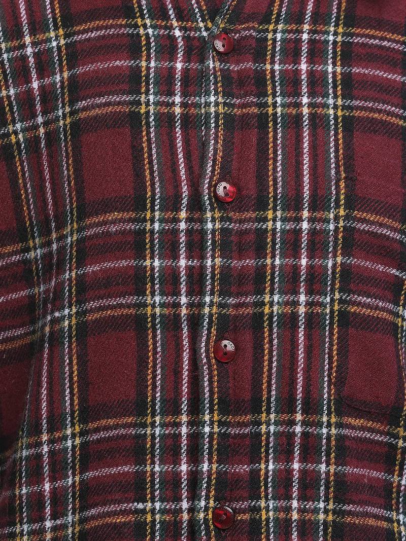 Adorballic wine color brush check boy shirt