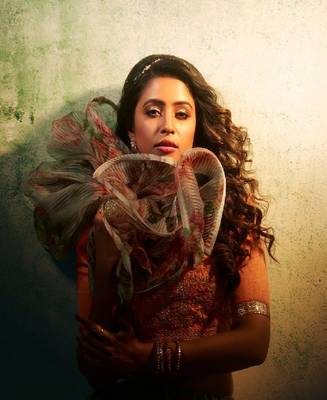 Chiku embroidered organza semi stitched lehenga 3