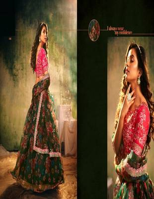 Green embroidered organza lehenga 2