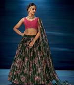 Green embroidered organza lehenga