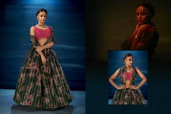 Green embroidered organza lehenga 2