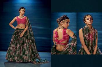 Green embroidered organza lehenga 3