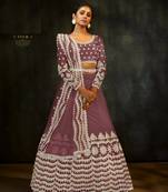 Pink embroidered net lehenga