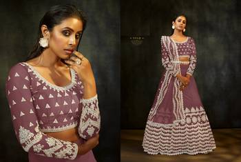 Pink embroidered net lehenga 2