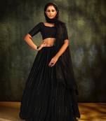 Black embroidered georgette lehenga