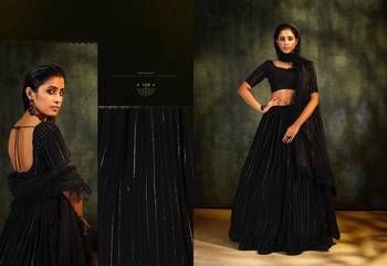 Black embroidered georgette lehenga 3