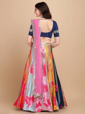 Multicolor thread embroidery silk semi stitched lehenga 2