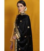 Black velvet embroided shawl/duppatta  emblished with beads laces and tassels