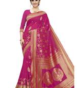 Rani pink woven banarasi saree with blouse