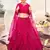 lovely Razzmatazz Pink Thread, Zari, and Sequins Embroidered with Stone work net semi stitched lehenga