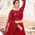 adorable Cardinal Red Thread, Zari, and Sequins Embroidered with Stone work net semi stitched lehenga