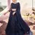cute Blackcurrant Blue Thread, Zari, and Sequins Embroidered with Stone work net semi stitched lehenga
