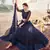 cute Blackcurrant Blue Thread, Zari, and Sequins Embroidered with Stone work net semi stitched lehenga