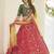 Red, green and yellow colored thread and sequins embroidered silk semi stitched lehenga