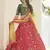Red, green and yellow colored thread and sequins embroidered silk semi stitched lehenga